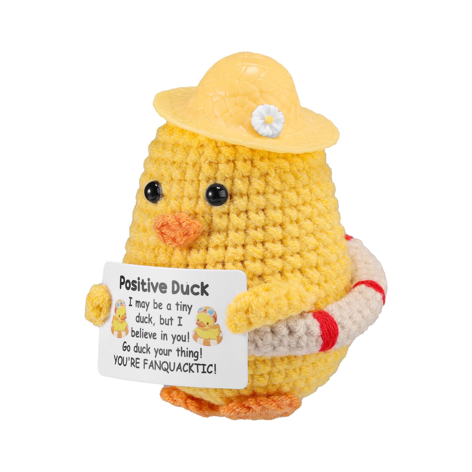TOYMIS Positive Duck Crochet, Swimming Ring Duck Crochet Emotional Toy Support Positive Animal for Invigorating Gift Summer Home Office Decoration Back to School Gift