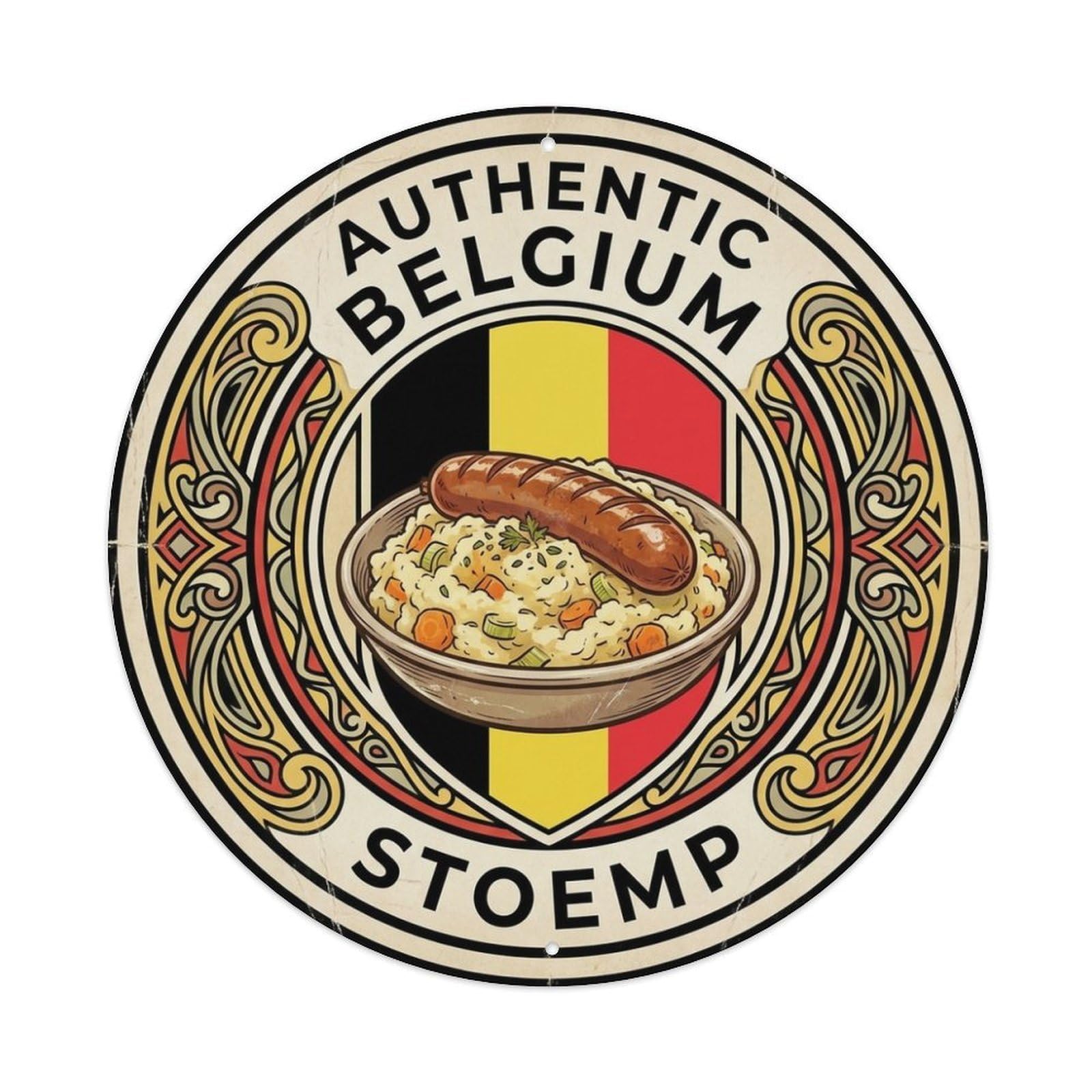 Olhnbad Style Belgium Stoemp Travel Vegetable Dish Cuisine Metal Tin Sign