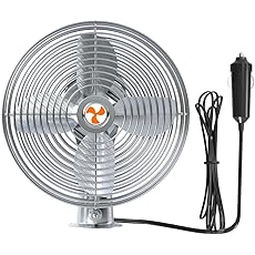 Heavy Duty 12V 8.75-Inch Car Fan,2-Speeds,All-Metal for RVs, Cars, Trucks, etc.Cigarette Lighter Cooling Fan,Helps to Circulate the Air in Your Car.(Cord Length 6FT)