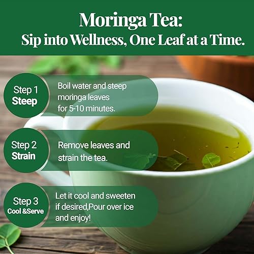 Miniatura 6 de Akshit Hojas de Moringa secas, Hojas De Moringa Secas, Té de Hojas Frescas, 7.8 oz, Hojas Naturales de MoringaOleifera, Sin Aditivos, Sin OGM, Té