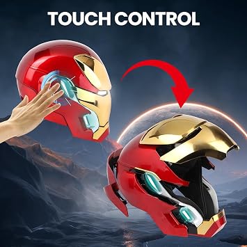 Iron-Man MK 50 1:1 Wearable Helmet - Voice, Touch, and RC with LED Eyes, Realistic Sound Effects, Movable Back and Ear Panels, Perfect for Cosplay and Collectible Figures for Adults and Teens