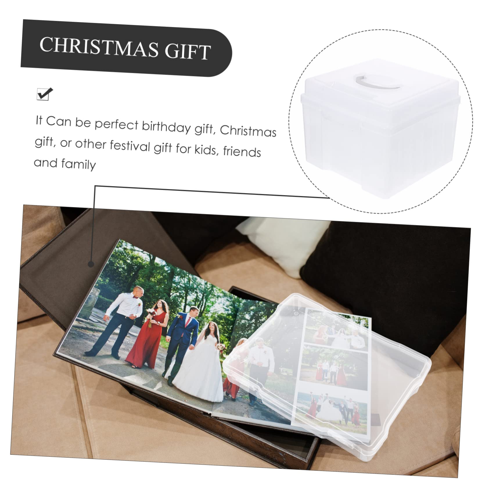 SHINEOFI Caja de Almacenamiento de Fotos para Fotos de Organizador de Tarjetas Multifuncional Caja para Guardar Tarjetas de Felicitación Contenedores para Guardar Dormitorio Organizadora