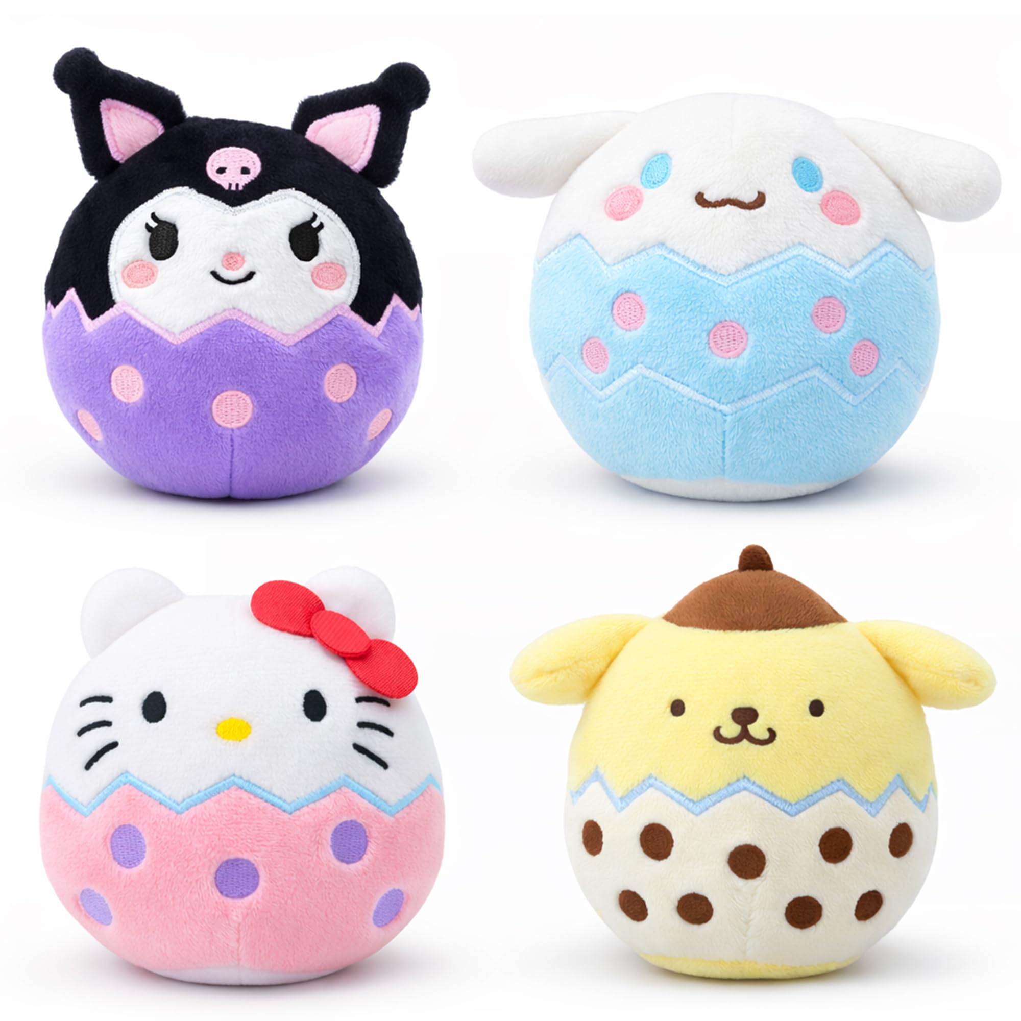 Easter Egg Plush Toys 4 Pack 4 Inch Cute Cartoon Animal Egg Stuffed Animals Soft Plush Easter Basket