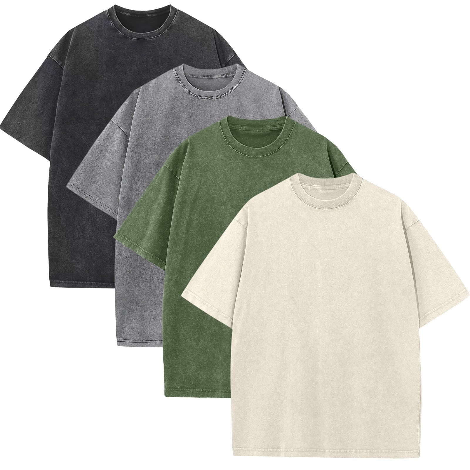 KEEPSHOWING Mens Oversized T Shirts Acid Wash Loose Fit Vintage Washed Tee Shirt Short Sleeve Streetwear Casual T-Shirts