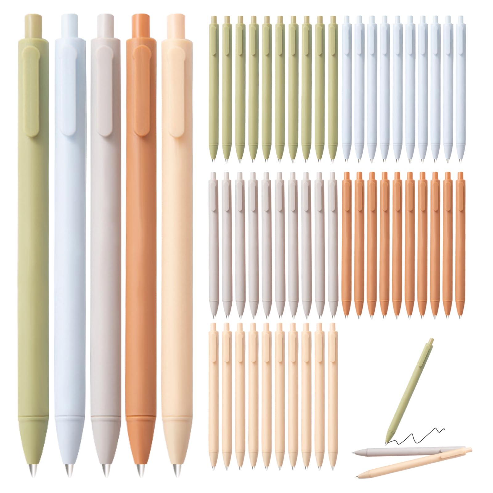 Gelschreiber, schwarze Tinte, 0,5 mm, feine Spitze, niedlicher Macaron-Farbstift, einziehbar, Schule, Bürobedarf (hellgrau), 50 Stück