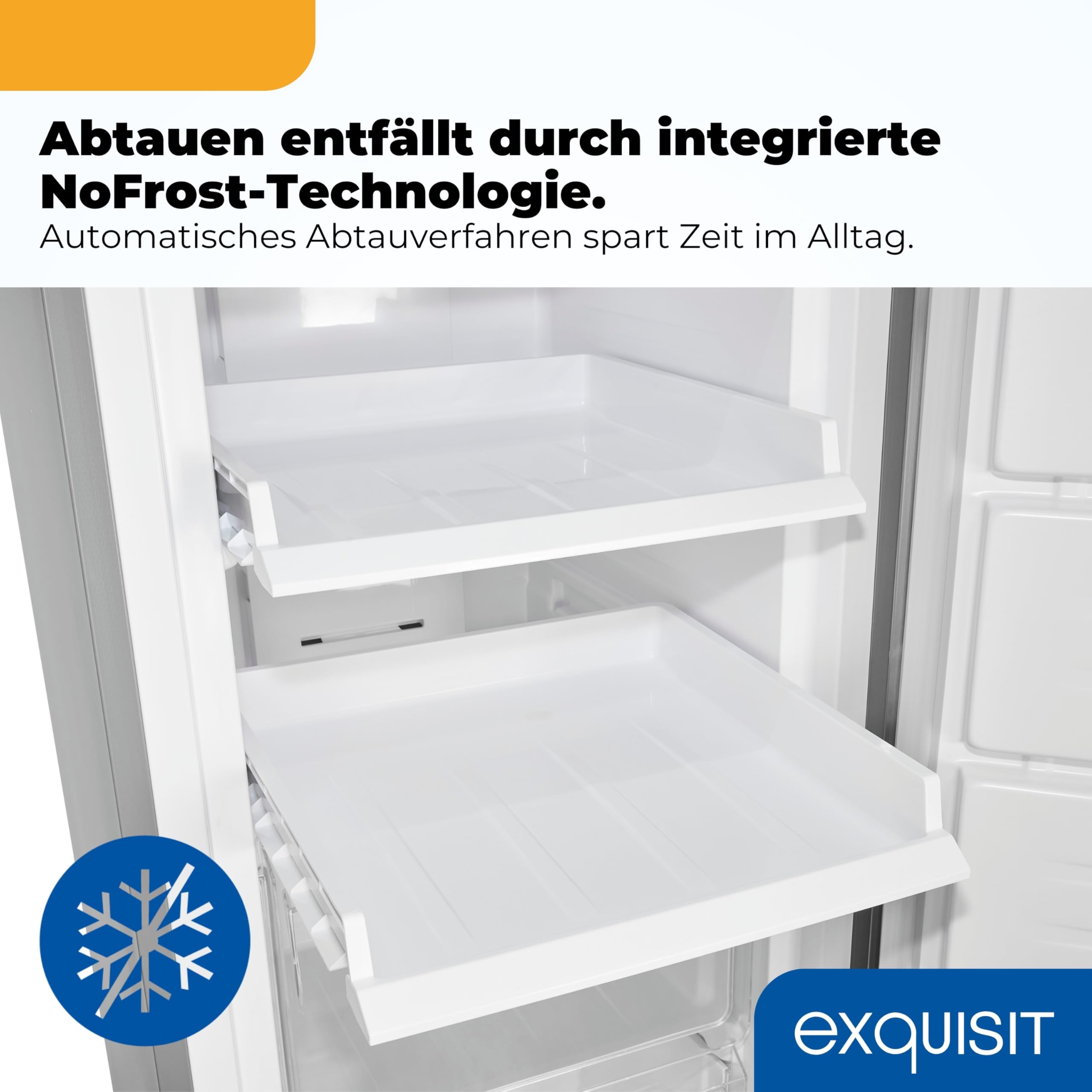 Exquisit GS5271-NF-H-040D Gefrierschrank - 204l NoFrost - Weiss | Standgefrierschrank mit 4 Schubladen, Schnellgefrierfunktion, 170 cm Höhe, Türalarm & Elektronik-Steuerung