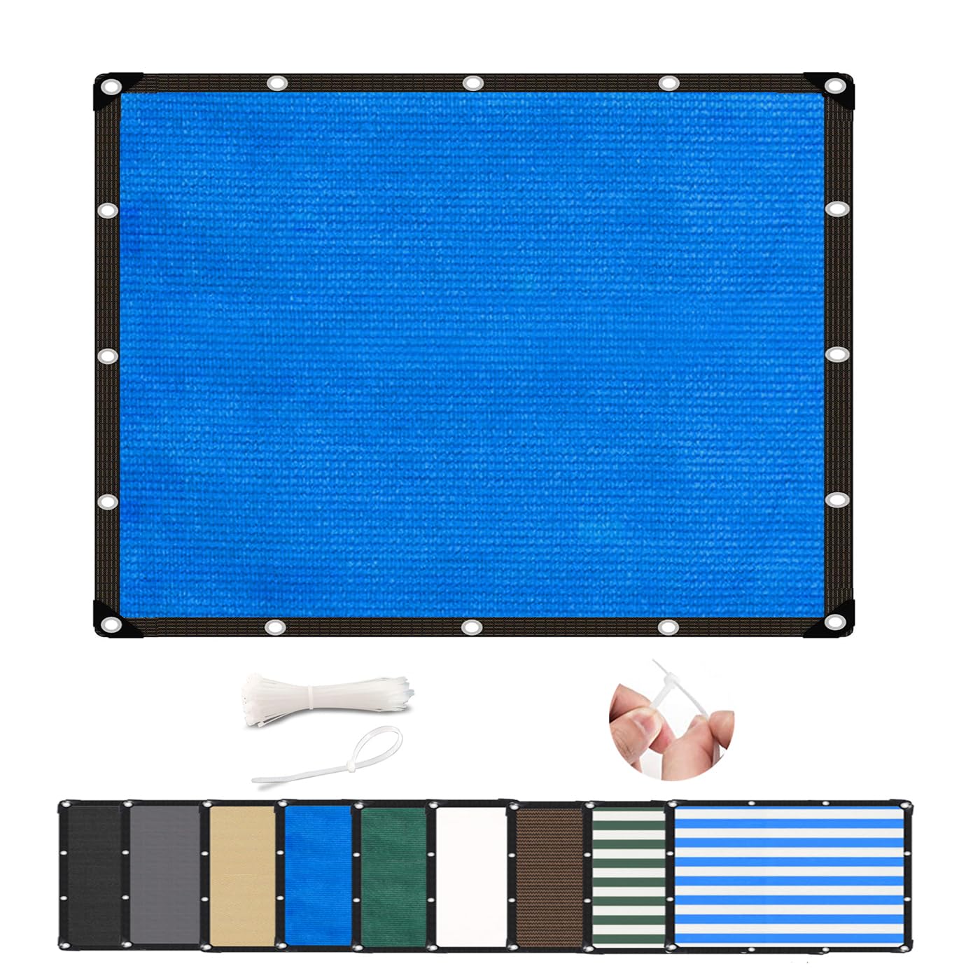 Ygann Garden Shade Net Fabric Shade Net Outdoor Fence Screen, Backyard, Patio, Balcony, Including Cable Ties 8 Days Delivery, 9 Colors, 195 Sizes Blau,2.6x7.5m