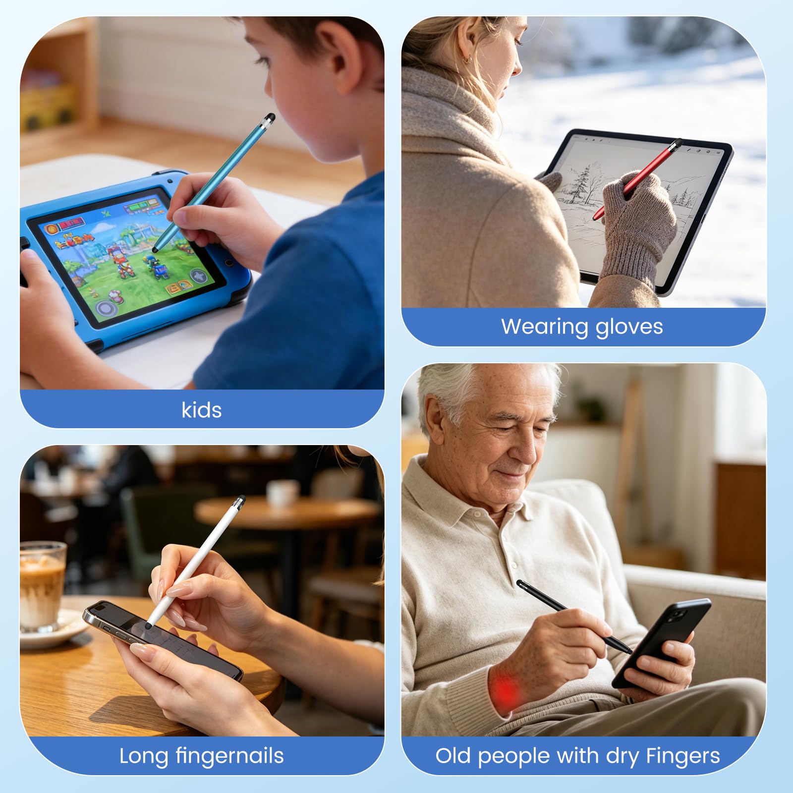 10 x Universal-Stylus, Eingabestift für Touchscreen, 2-in-1 hohe Präzision und Empfindlichkeit, Stylus-Stifte für iPhone/Android/iPad/Samsung/Smartphone und Tablets, mit 20 austauschbaren Gummispitzen