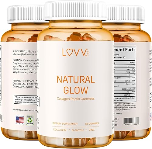 LUVV LABS Gomitas de colágeno, apoyo saludable para la piel, el cabello y las uñas, gomitas de péptidos de colágeno hidrolizados con suplemento de