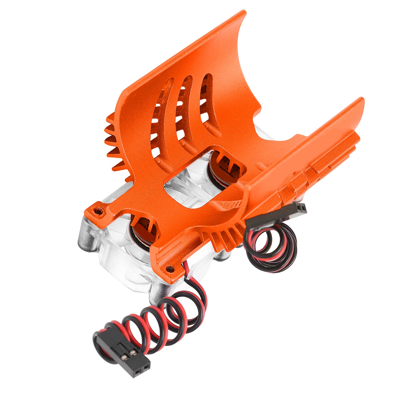 Dissipatore di calore per motore con doppia ventola, radiatore di raffreddamento per motore a doppia ventola, radiatore in alluminio da 40–42 mm con due ventole da 30 mm per auto (Arancia)