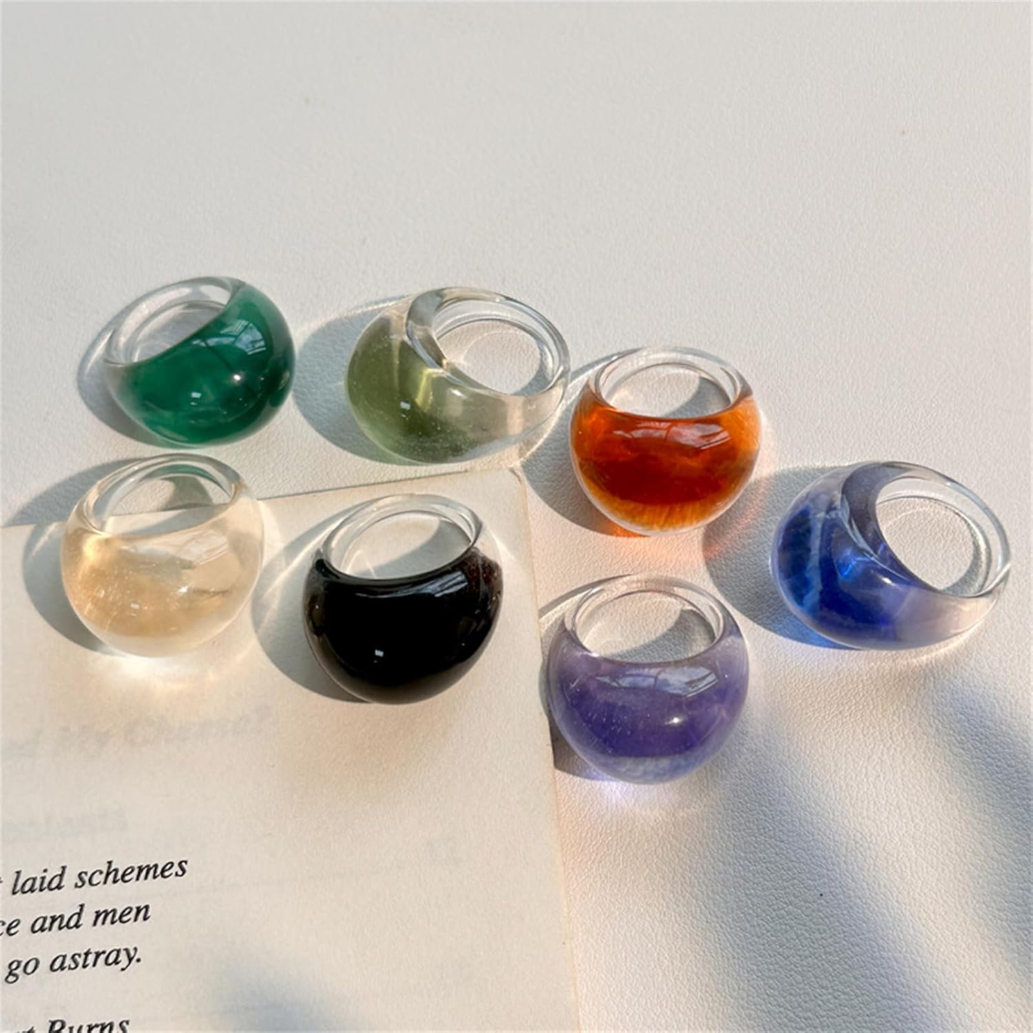 Colorful Chunky acrylic plastic knuckle ring Simple resin thick ring geometric ring Cute fashion aesthetic Y2K Statement Ring Thick Dome knuckle finger ring jewelry for women - Image 2