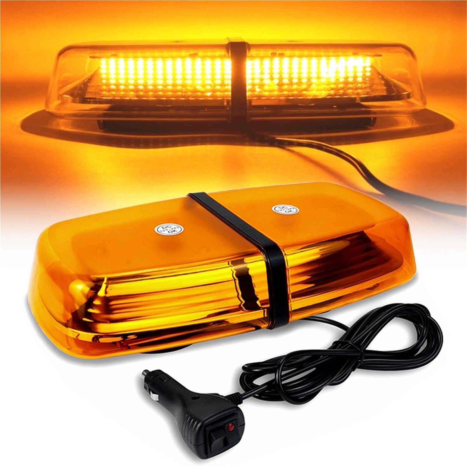 Luces estroboscópicas LED ámbar for techo de coche, baliza de emergencia policial con soporte magnético for camión, ambulancia y quitanieves (12/24 V).(Amber)
