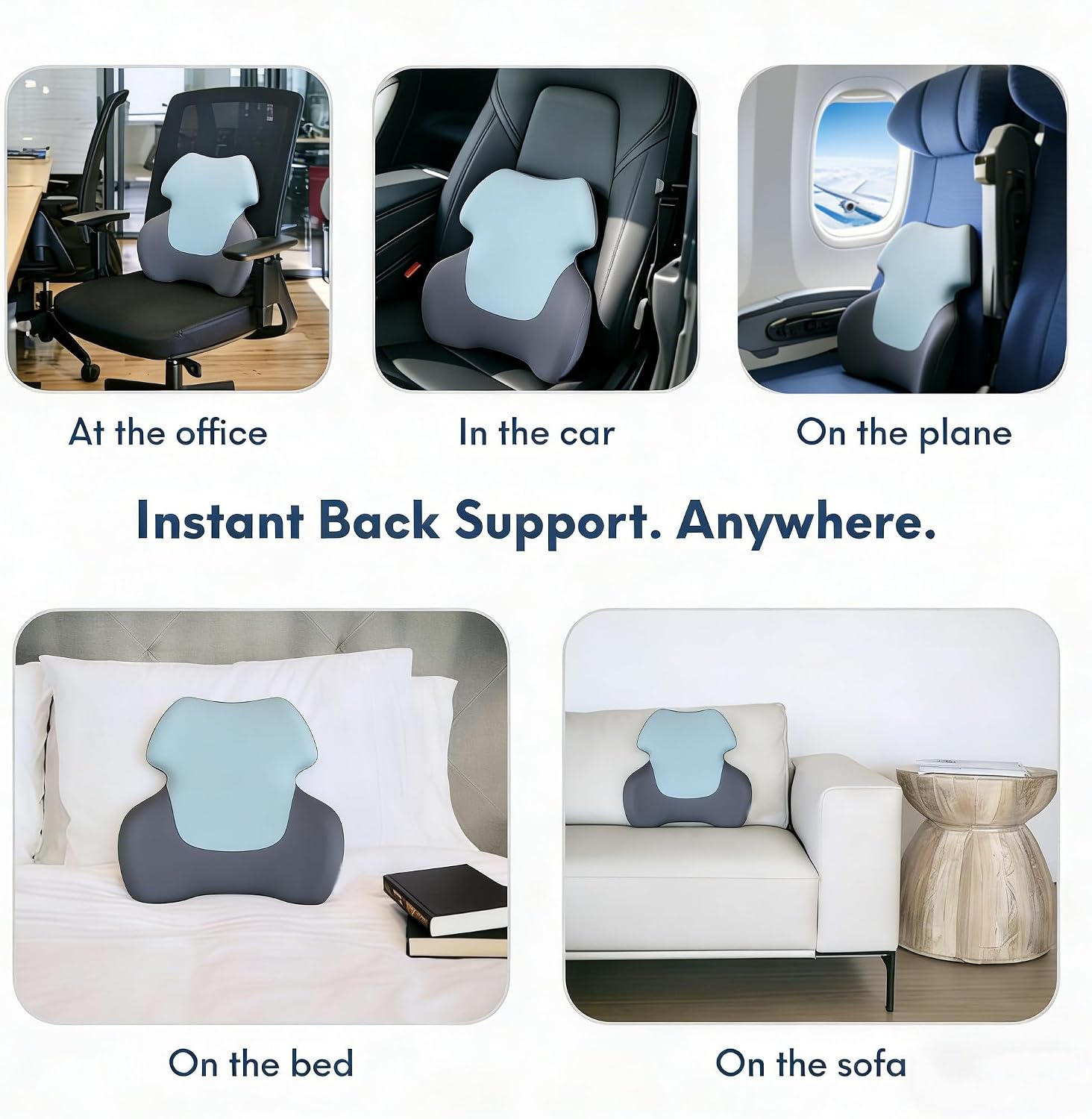 Back Support for Office Chair - Lumbar Support Pillow with Breathable Yoga Fabric - Memory Foam Back Support for Chair, Car & Gaming Seat