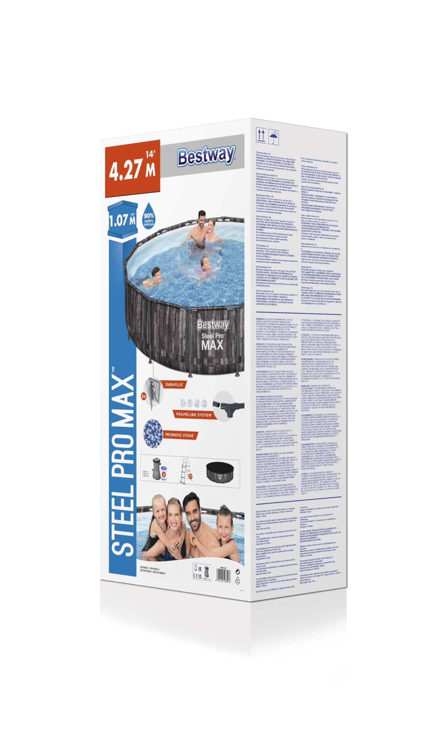 Bestway 5614Z Piscina Fuori Terra, Effetto Legno Scuro, 427 x 107 cm