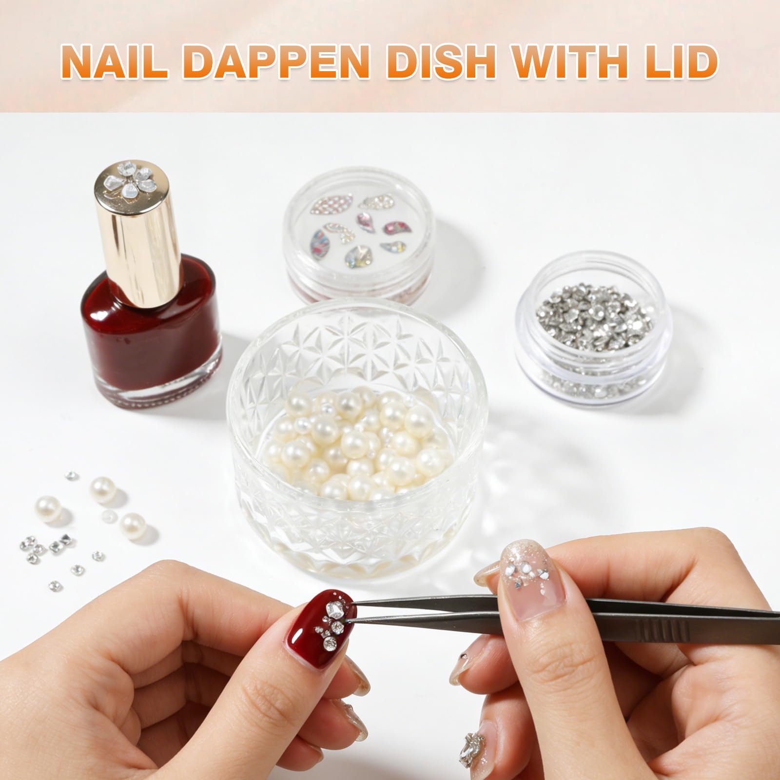 Plato para uñas con tapa, plato grande de monómero de uñas de 60 ml, taza de vidrio para sostener acrílico líquido acrílico polvo de uñas decoración de uñas monómero acrílico líquido de