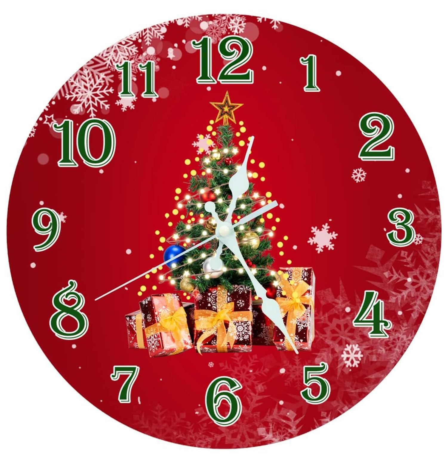 Photo 1 of 12 Inch Christmas Wall Clock Silent Non-Ticking Round Clock Rustic Farmhouse Clock for Living Room Bathroom Kitchen Bedroom