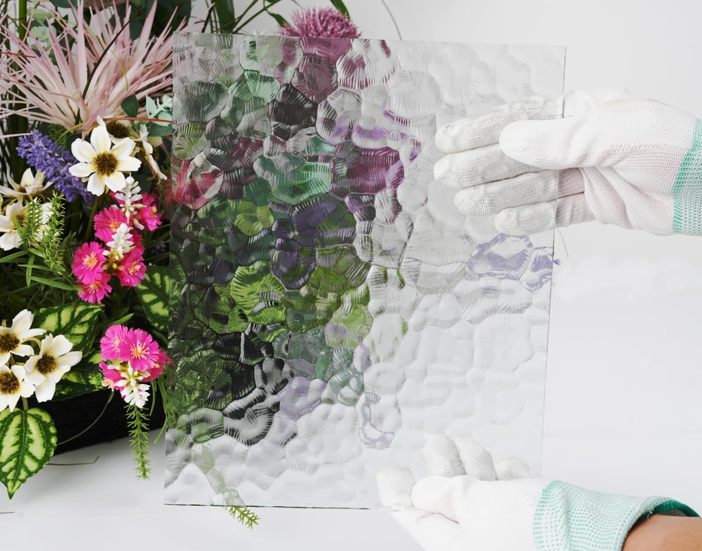 CHICSHIS 12-Pack Textured Transparent Stained Glass Sheets – Large 8x10 Inch Classic Art Glass Variety for Mosaic Crafts, Suncatchers & Glass Art Projects