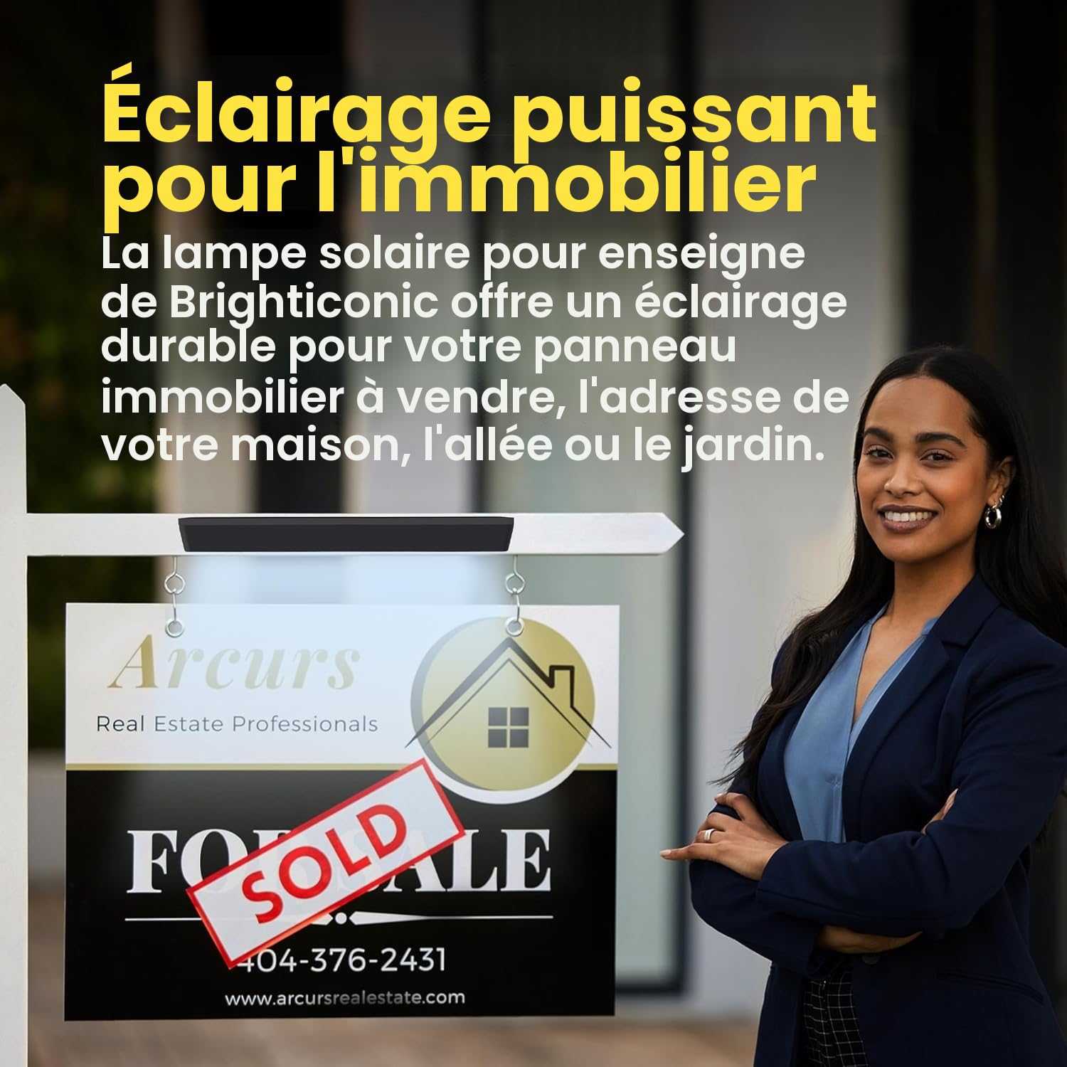 Brighticonic Lot de 2 lampes solaires étanchéité IP65, marche/arrêt automatique, lumiyre extérieure pour entreprise et location