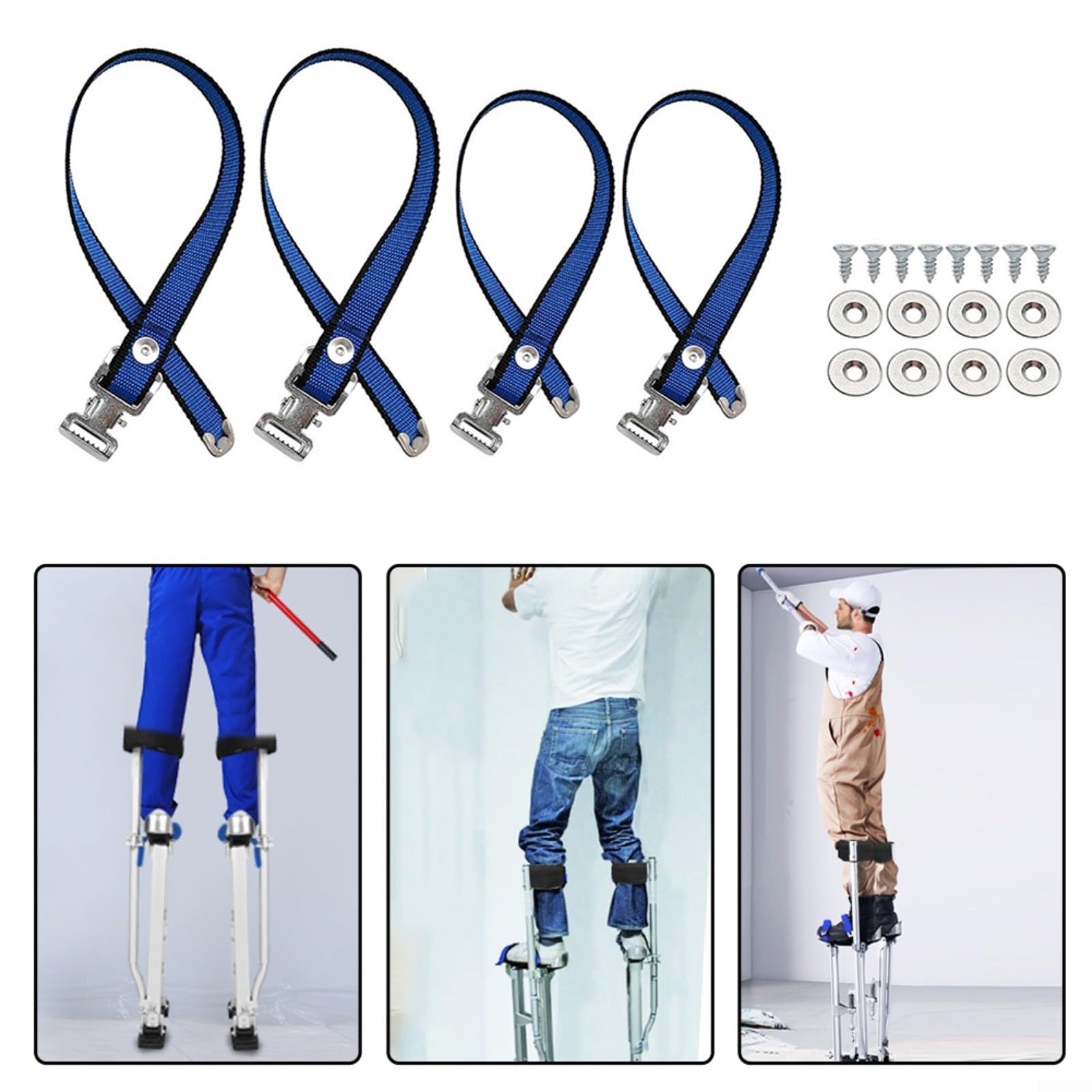 Juego de correas de repuesto para zancos de yeso, correas ajustables de nailon resistente para la mayoría de zancos, seguridad mejorada con diseño antideslizante, incluye 2 correas largas/cortas y 8