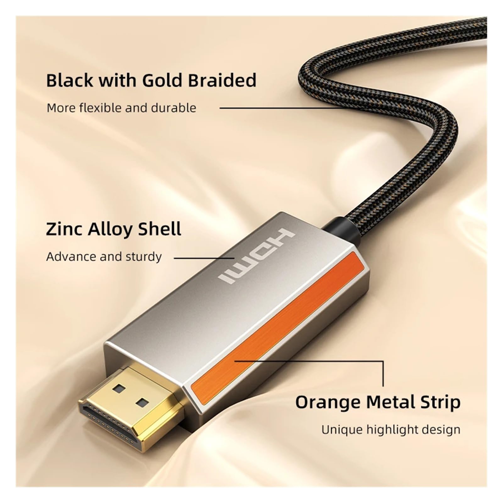 Cable DisplayPort 1.4 A HDMI 2.1 Con Carcasa De Aleación De Zinc, Cable De Vídeo HDR 8K@60Hz 4K@120Hz For Escritorio, Monitor, HDTV(3m)