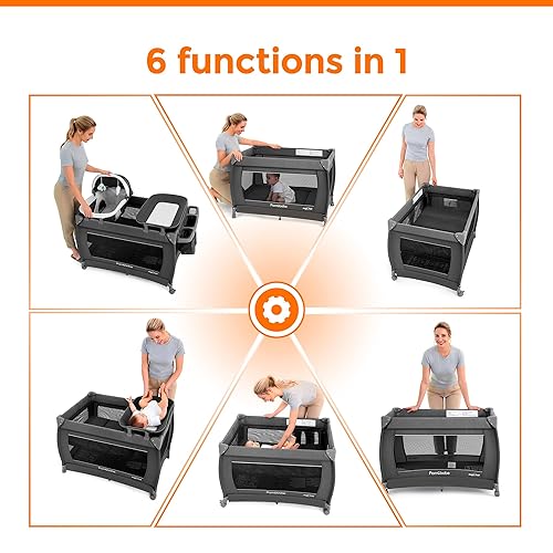 Miniatura 8 de Pamo Babe Playard Magic Fold - Corralito plegable para bebé, corralito portátil, centro para bebé con moisés para recién nacidos, moisés para