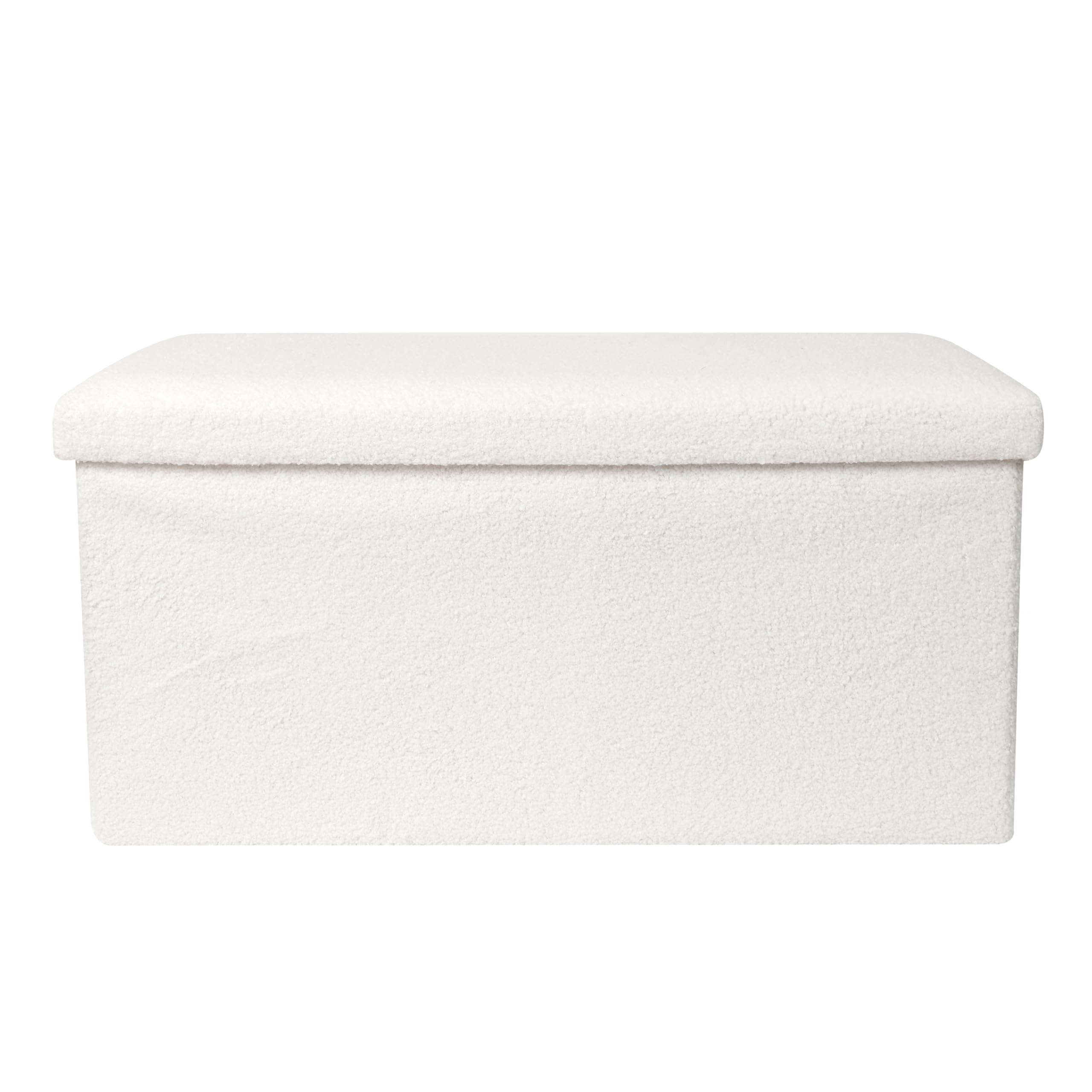 HOME DECO FACTORY Baule Panca Pieghevole in Bouclé Contenitore Bianco