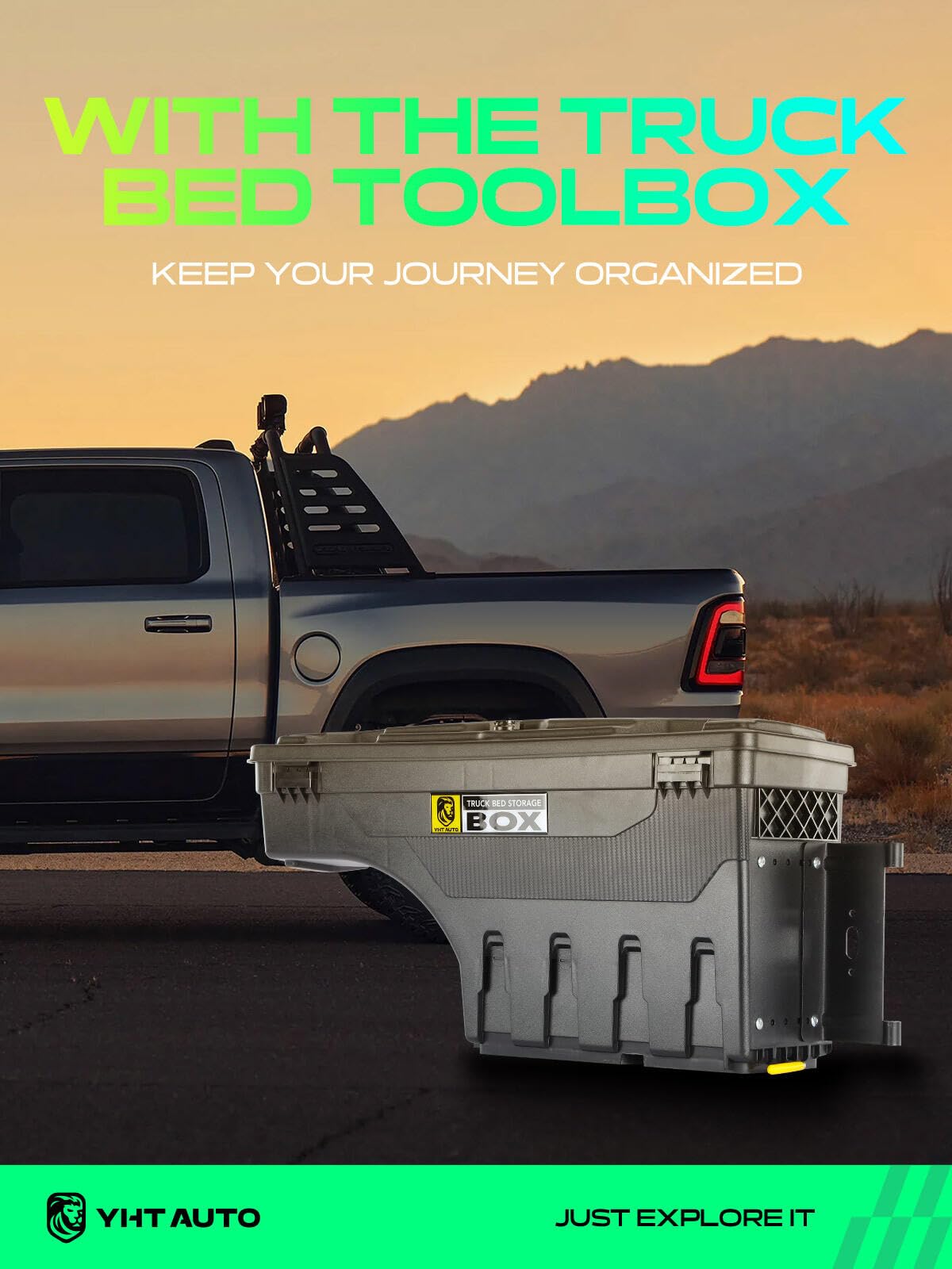 VEVOR Scatola Di Immagazzinaggio Per Auto Nero, Capacita Massima 6,6 Galloni Cassetta Degli Attrezzi Del Camioncino Abs E Acciaio Al Carbonio Adatta A Dodge Ram 1500 2019 2021 Installazione Facile 72890034