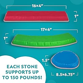 National Geographic Kids Stepping Stones & Balance Beams - 12 Piece Obstacle Course for Kids Ages 3+ with Foam Dice, Play & Learn Cards, Non-Slip Rubber Base, Toddler Indoor & Outdoor Active Play Set