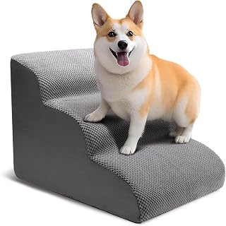Dog Stairs for Small Dogs, 3 Tier Dog Ramp for Couch and Bed, Non-Slip Pet Stairs, 15.7" High Sofa Foam Dog Stairs - Best for Small Pets, Older Dogs, Cats with Joint Pain