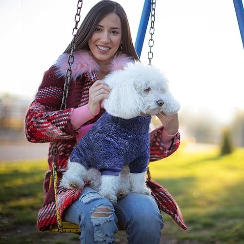 Miniatura 3 de Idepet Pijama de terciopelo para perro, suéter de cuello alto para perro, mameluco de felpa suave para gatos, ropa para mascotas, traje de invierno,