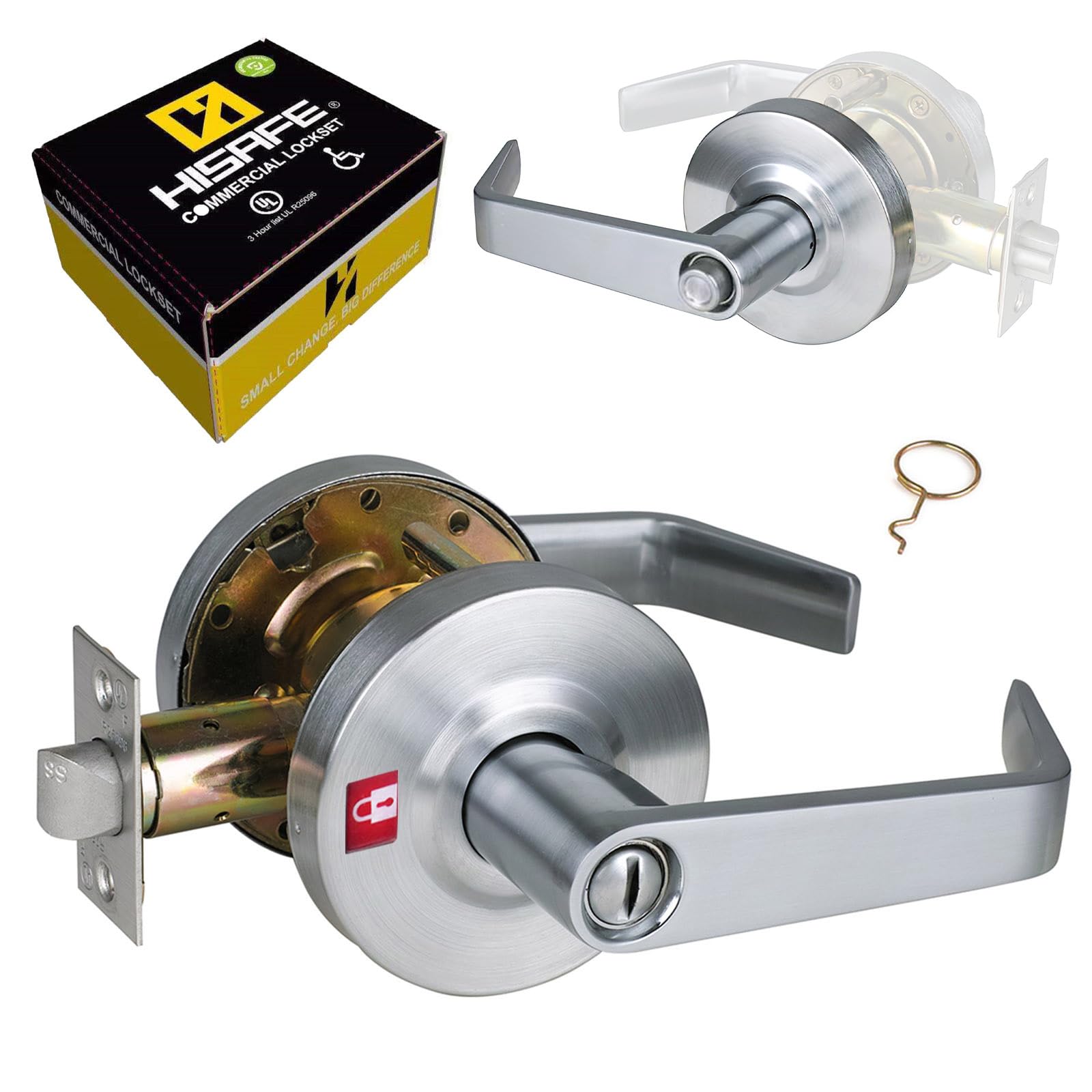 HISAFE Privacy Commercial Door Locks for Bathroom, Heavy Duty Grade 2 Lever | 2-3/4''Back…