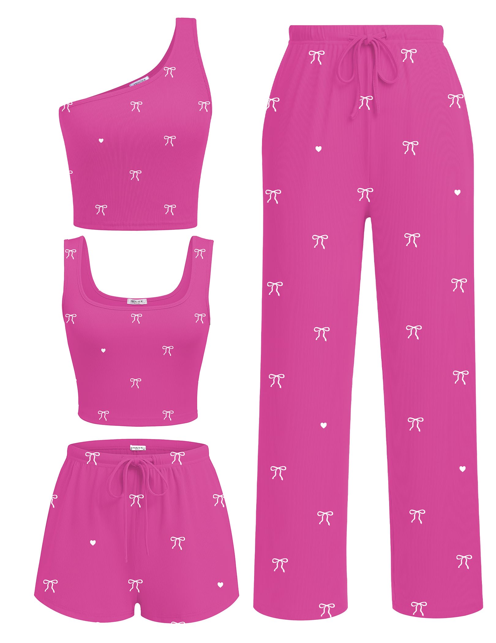 Ekouaer 4 Piece Sets for Women Casual Lounge Sets Summer Vacation Outfits