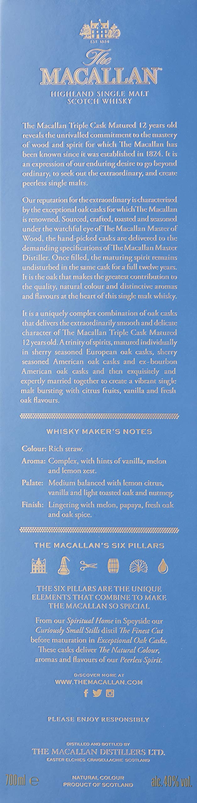 Macallan Ecosse Fine Oak Single Malt Whisky 12 Ans 0.7 L