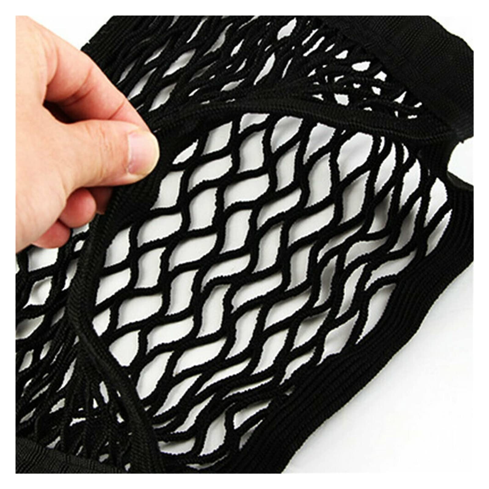 JIAMAIN 4 Stuks Zwart Opbergnet Tas Auto Opbergzak, 3m Lijm, Elastische Net Auto Cargo Netto, Mobiele Sigaret Portemonnee Houder Mesh Net Organizer