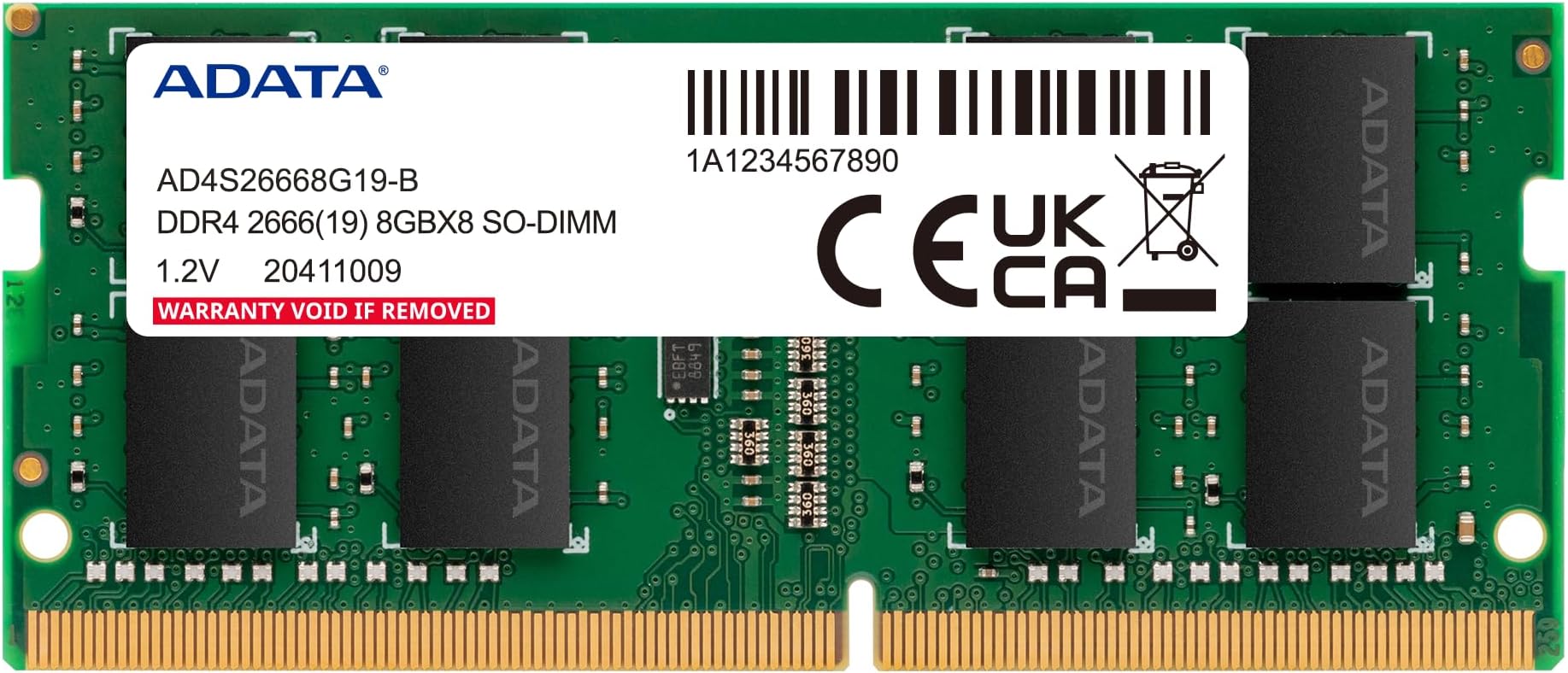 ADATAPremier 8GB, DDR4, 2666MHz (PC4-21300), CL19, SODIMM Memory, 1024x8
