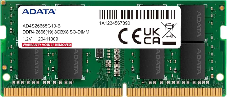 MEMORIA ADATA 8GB DDR4-2666MHZ 1.2V - NOTEBOOK - AD4S26668G19-SGN