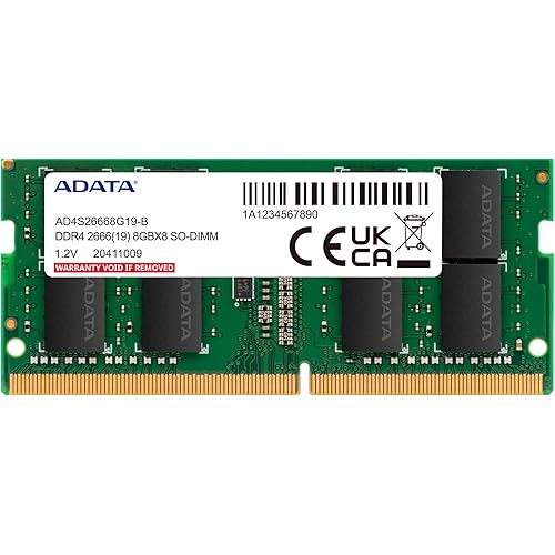 ADATA Premier 8GB Single DDR4 2666Mhz CL19 PC4-21000 260-Pin SODIMM Memory RAM Single (AD4S26668G19-SGN)