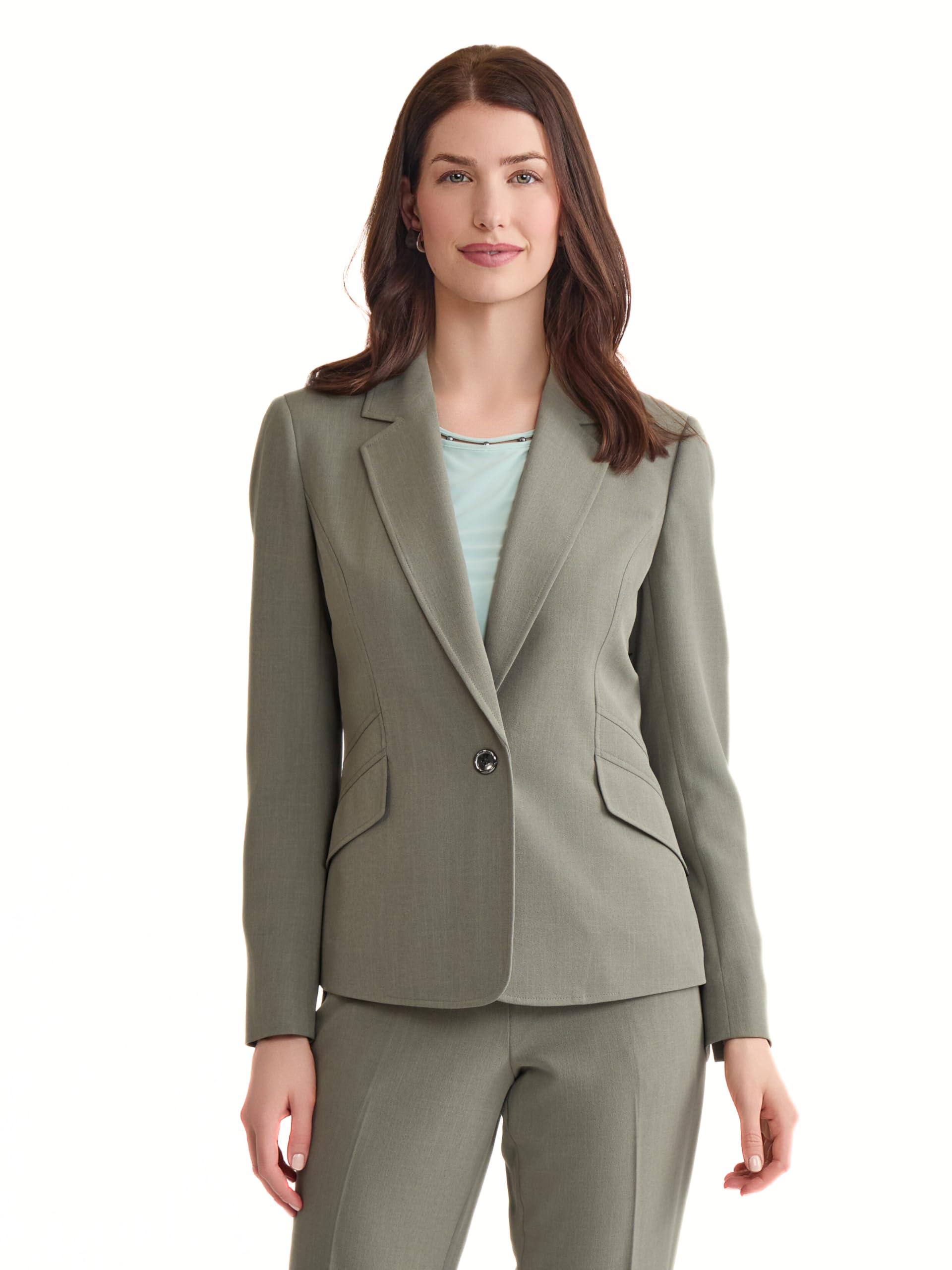 Kasper Womens Plus Size Long Sleeve Notch Collar Jacket