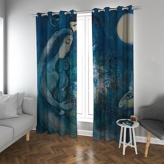 HOBBOY Marc Chagall Painting Art Window Curtains Darkening Privacy Curtain Blue Curtains for Living Room Bedroom Kids Room Nursery Room 2 Panels 2X W38xL63in
