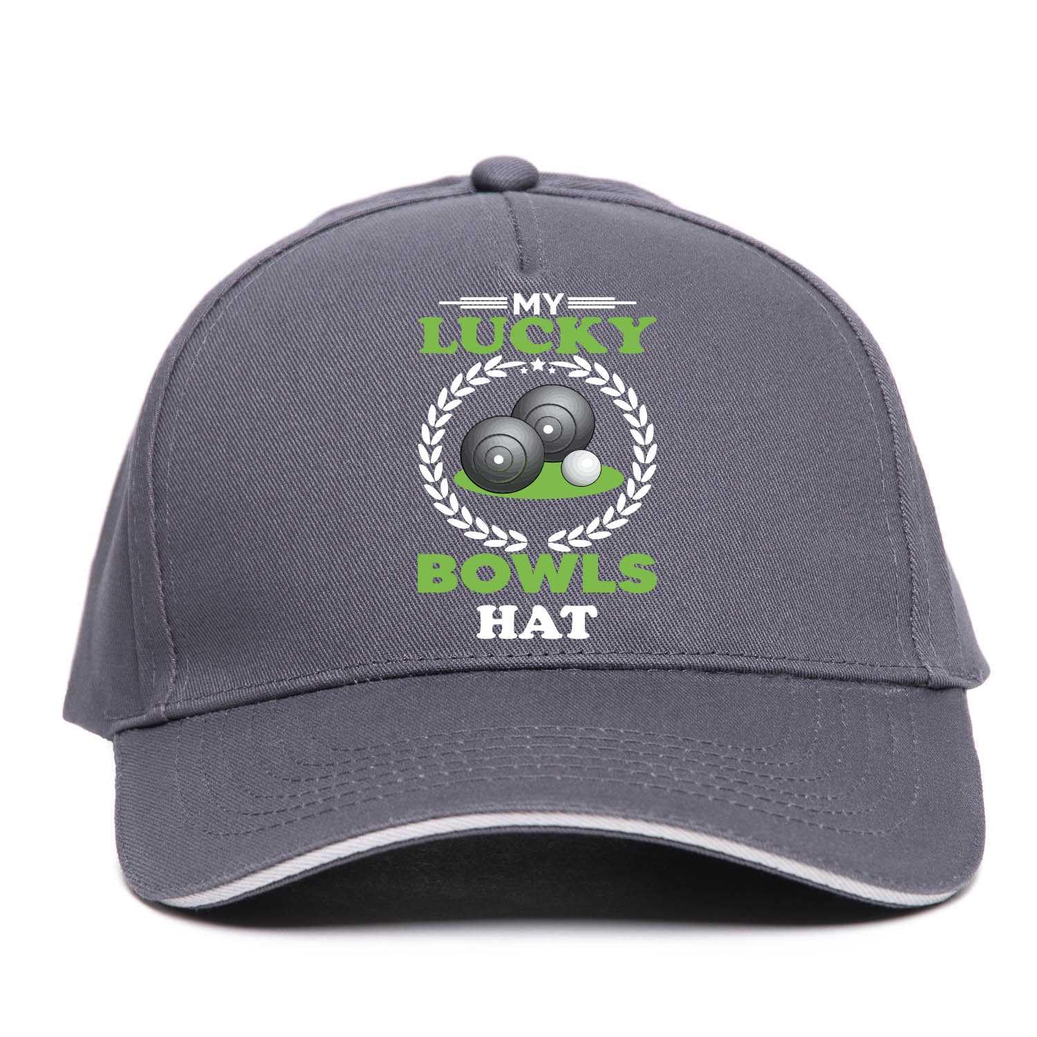 Print4u Unisex Grey My Lucky Bowls Baseball Cap Gift Father's Day Crown Green Bowling
