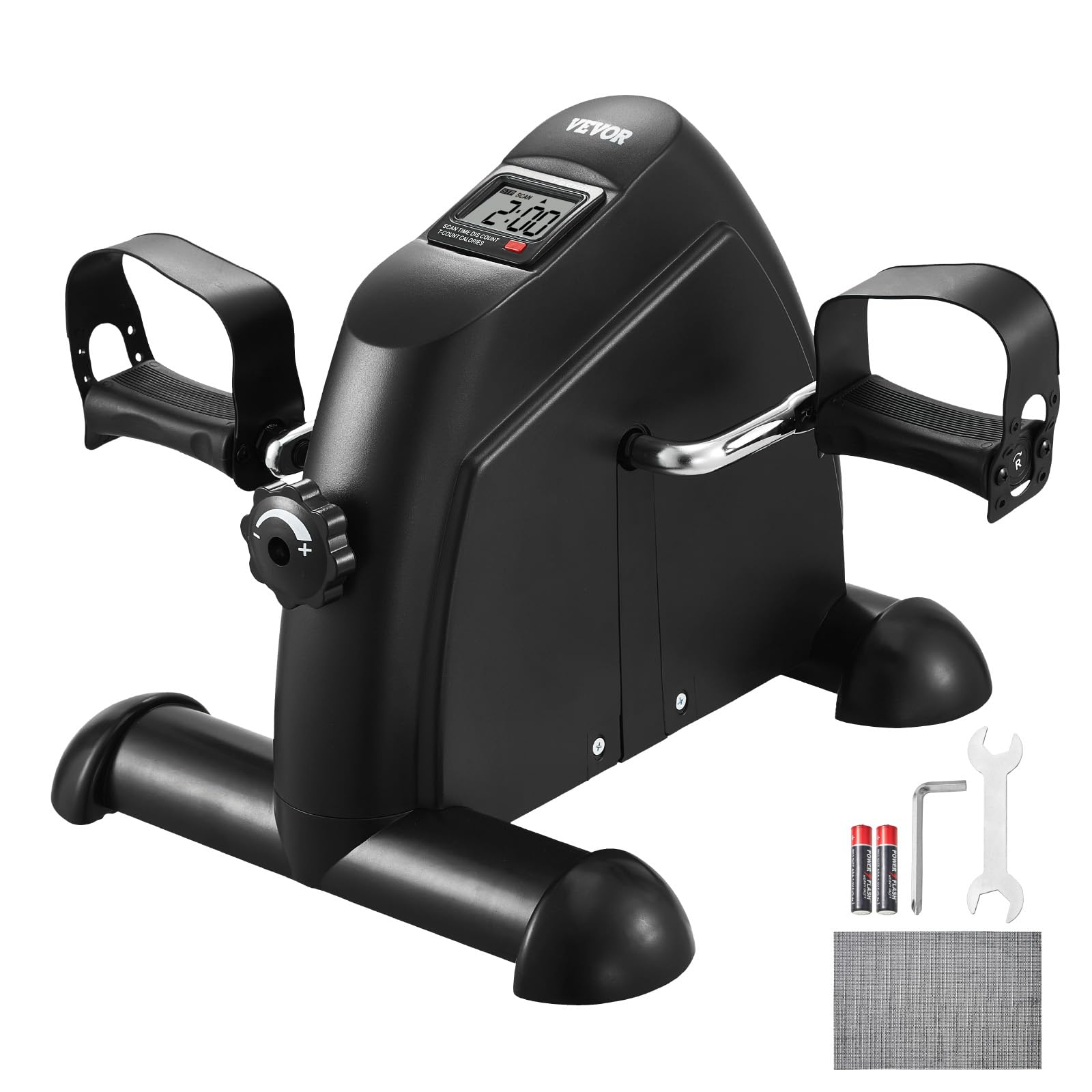 VEVOR Pédalier de Fitness sous Le Bureau, Mini Vélo d’Appartement pour Bras ou Jambes, Pédalier de Rééducation à Résistance Multi-Niveaux, avec Écran LCD et Tapis Antidérapant, pour Domicile Bureau
