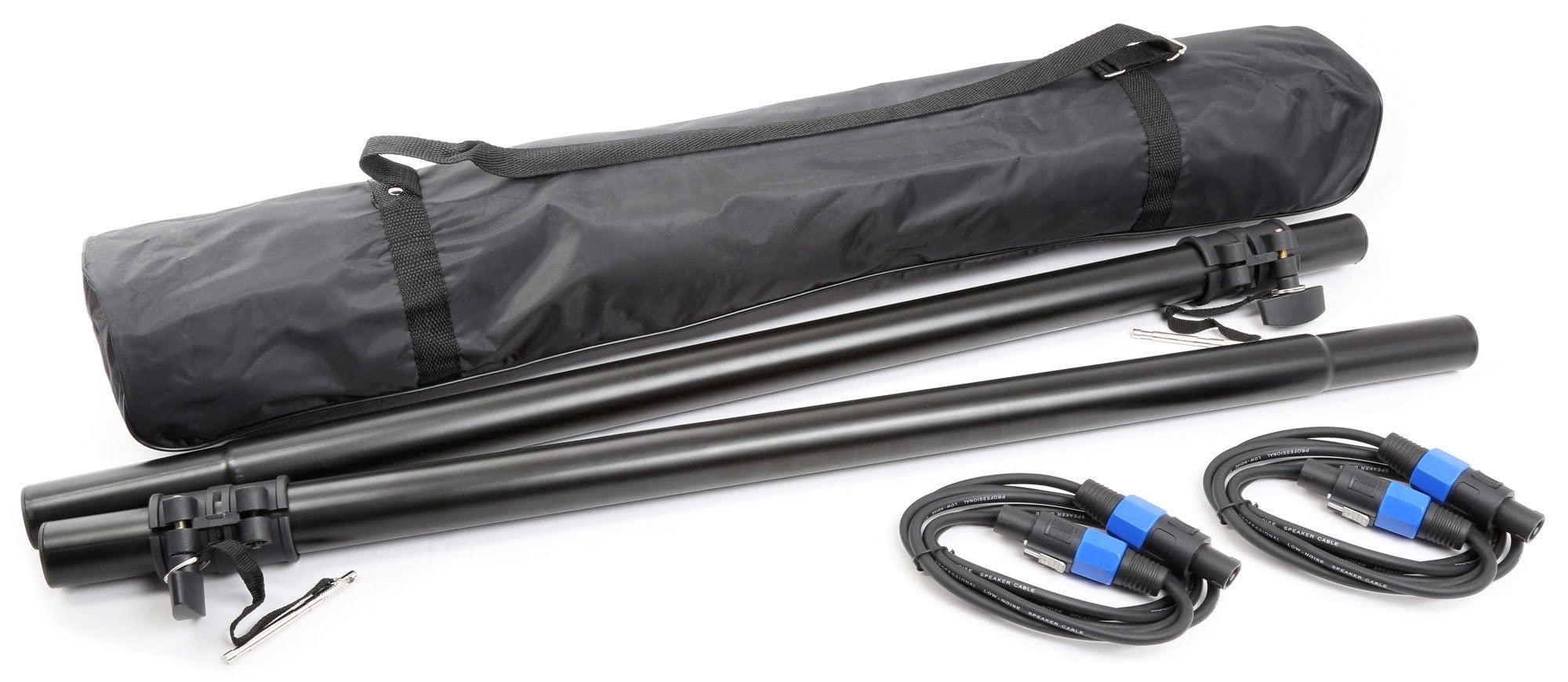 MAX-1215 - DJ Boxen Komplett Set Anfänger - 2200 Watt Peak - 2.2 DJ-Set - 2X Subwoofer, 2X Topteile, 2X Verstärker für Subs und Topteile, Tripod Stative, Kopfhörer, Mikrofon und DJ Mischpult