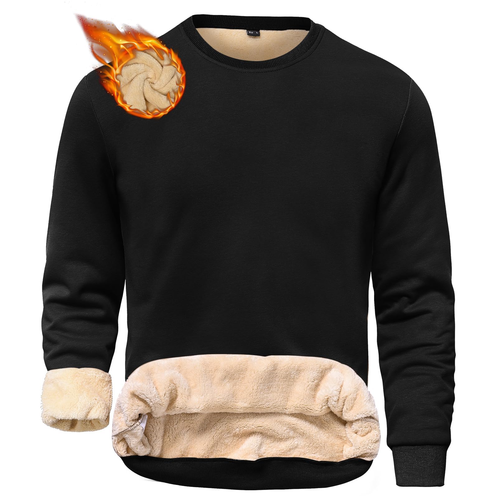 HFDWYJ Felpa Uomo Senza Cappuccio Inverno Girocollo Termico Foderato in Pile