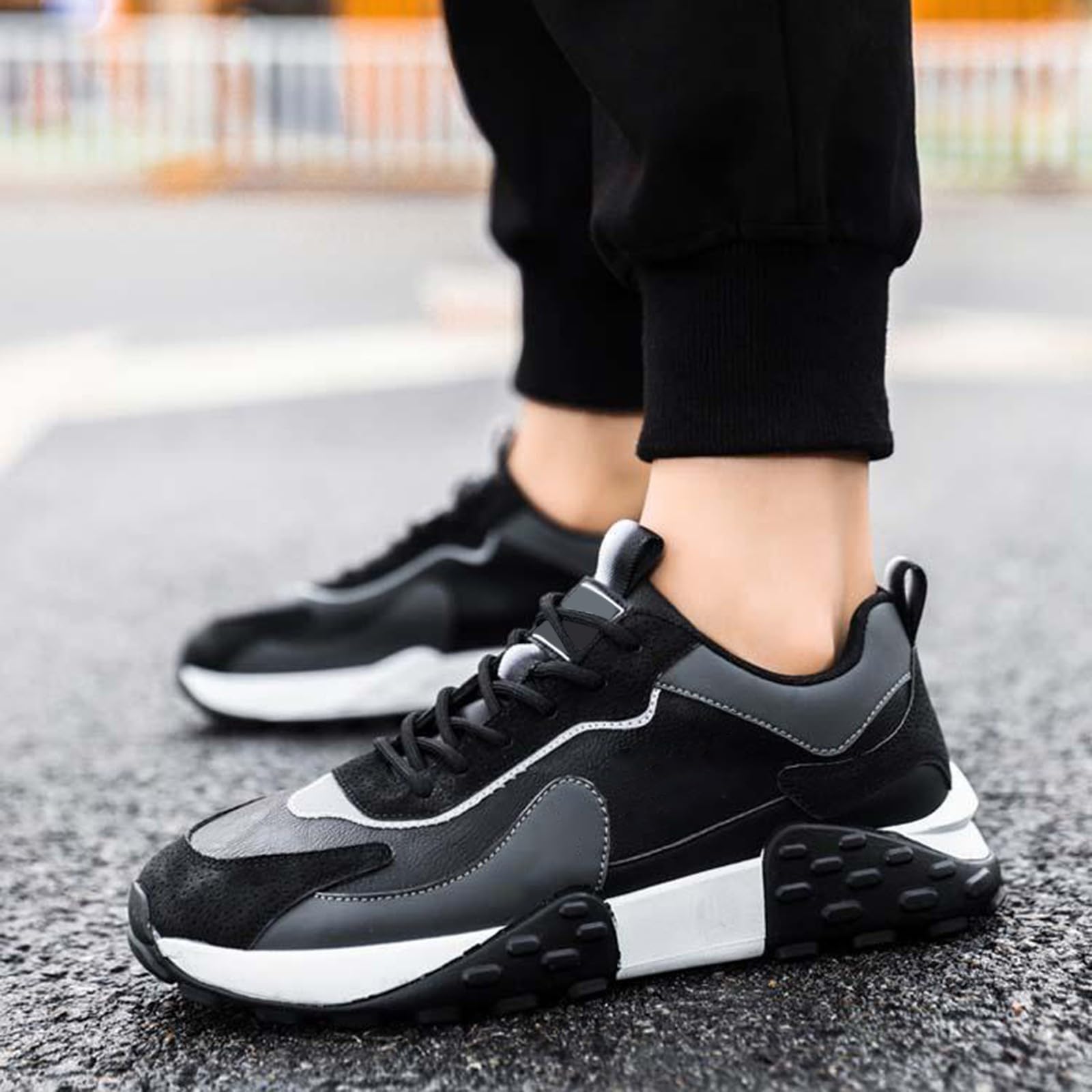 Scarpe antinfortunistiche da uomo, antiscivolo, con plantare morbido, lacci, scarpe da lavoro con supporto per l'arco del piede, scarpe da uomo alla moda, leggere, traspiranti, comode da corsa