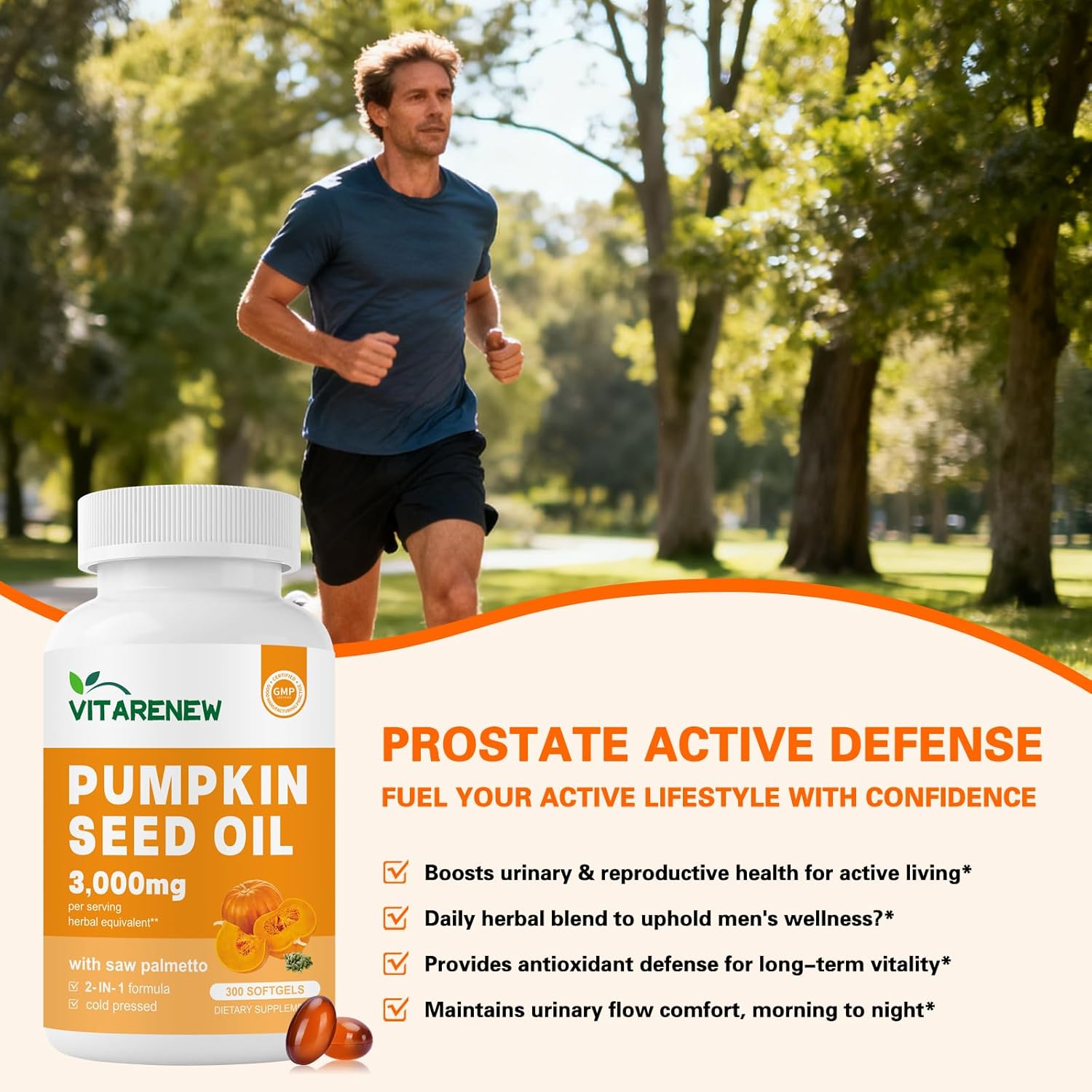 Pumpkin Seed Oil for Hair Growth with Saw Palmetto | 3000mg per Serving, 300 Softgels | Supports Urinary & Prostate Health | Cold-Pressed, Rich in Fatty Acids & Phytosterols, Non-GMO - Image 4