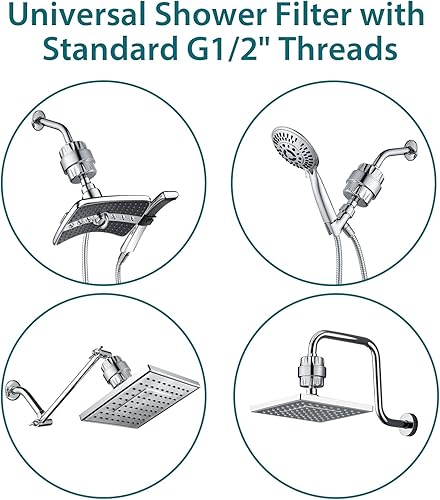 Miniatura 9 de BRIGHT SHOWERS Juego de cabezal de ducha de mano con 9 ajustes de pulverización con filtro de ducha de alto rendimiento, cromado