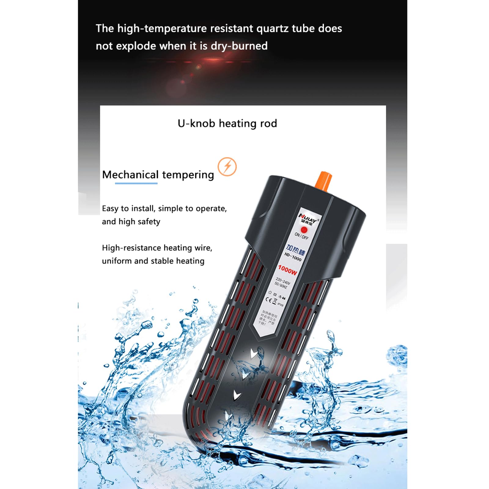 Varilla de Calentamiento para Tanque de Peces, Temperatura Constante automática, Varilla de Temperatura de Calentamiento del Filtro Inferior de Alta Potencia y Ahorro de energía, 800W (600W)