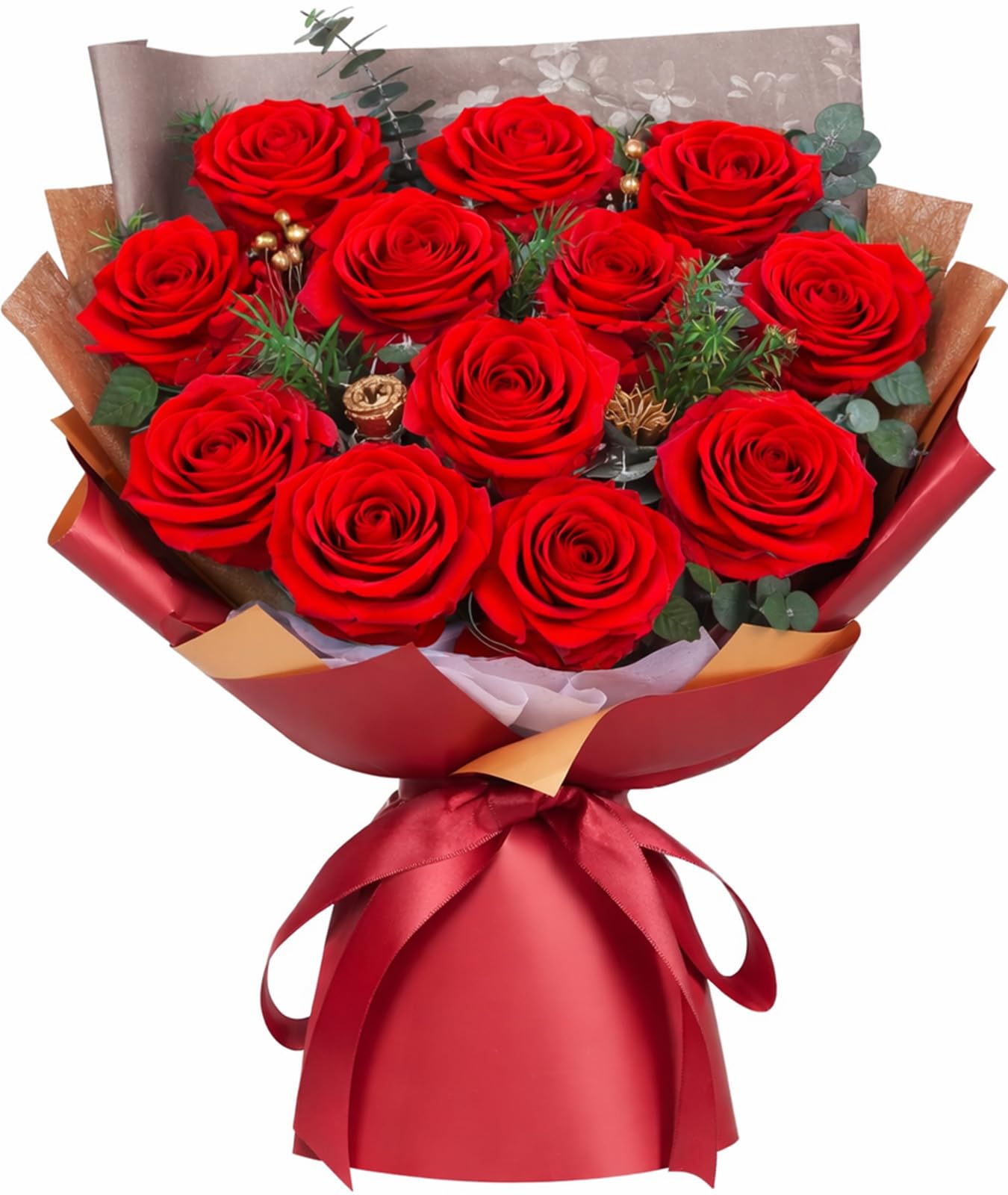 ADDWel Ramo de Flores con 12 Rosas Eternas Regalo para Día de la Madre y el Sant Jordi, Ramo de Rosa Eterna Natural Preservada, Regalos Originales para Mujer Novia Esposa o Mamá Cumpleaños Aniversario