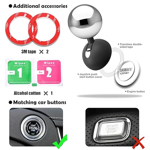 Miniatura 29 de Cinta Cubierta de botón de arranque para joystick de automóvil, accesorios de metal para arranque, cubierta de botón de arranque del motor