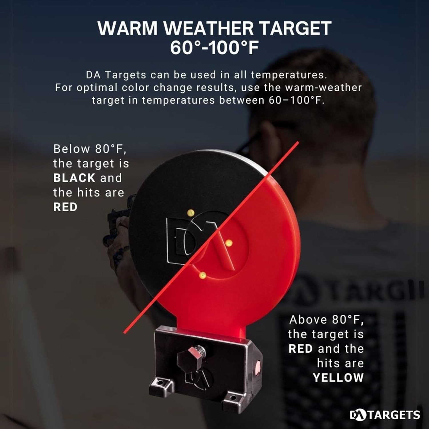 DA Targets - 6” Knockdown Target, Color Changing, Self-Healing, Reactive, Ricochet Free, Reusable, Weatherproof 100%, Made in USA